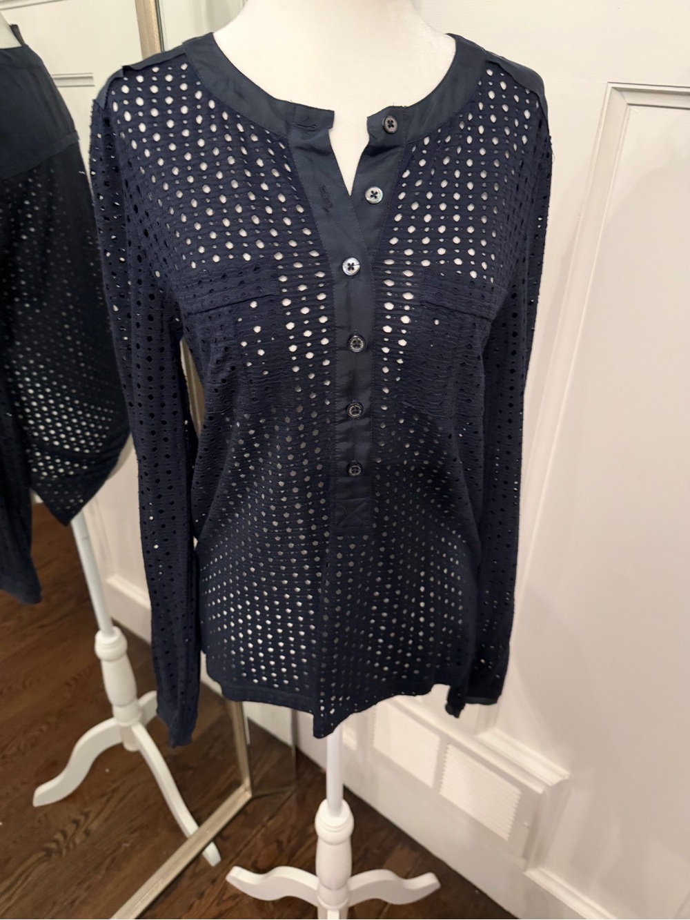 Marc by Marc Jacobs Navy Eyelet Knit Top